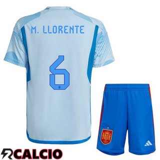 Seconda Maglia Spagna (M.LLORENTE 6) Bambino Blu Bianco 2022/2023