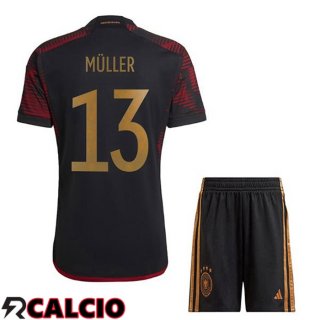 Seconda Maglia Germania (MÜLLER 13) Bambino Nero 2022/2023