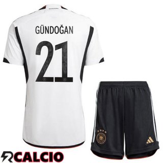 Prima Maglia Germania (GÜNDOGAN 21) Bambino Nero Bianco 2022/2023
