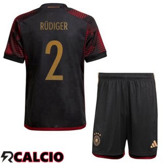Seconda Maglia Germania (RÜDIGER 2) Bambino Nero 2022/2023
