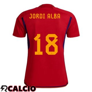 Prima Maglia Spagna (JORDI ALBA 18) Rosso 2022/2023  Prima Maglia Spagna (JORDI ALBA 18) Rosso 2022/2023
