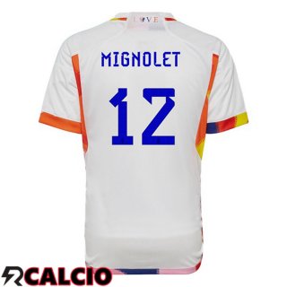 Seconda Maglia Belgio (MIGNOLET 12) Bianco 2022/2023  Seconda Maglia Belgio (MIGNOLET 12) Bianco 2022/2023
