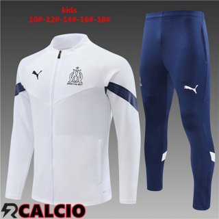 Insieme Tuta Calcio - Giacca Marsiglia OM Bambino Bianco 2022/2023  Insieme Tuta Calcio - Giacca Marsiglia OM Bambino Bianco 2022/2023