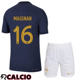 Prima Maglia Francia (MAIGNAN 16) Bambino Blu Royal Coppa del Mondo 2022