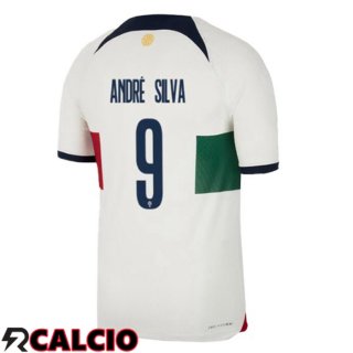 Seconda Maglia Portogallo (ANDRÉ SILVA 9) Bianco Rosso Coppa del Mondo 2022