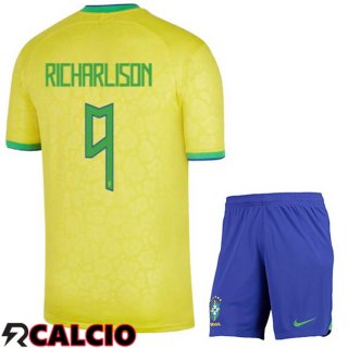 Prima Maglia Brasile (RICHARLISON 9) Bambino Giallo Coppa del Mondo 2022