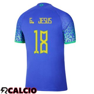 Seconda Maglia Brasile (G. JESUS 18) Blu Coppa del Mondo 2022  Seconda Maglia Brasile (G. JESUS 18) Blu Coppa del Mondo 2022