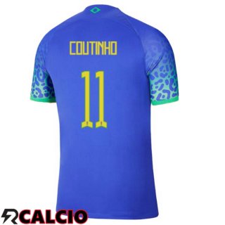 Seconda Maglia Brasile (COUTINHO 11) Blu Coppa del Mondo 2022  Seconda Maglia Brasile (COUTINHO 11) Blu Coppa del Mondo 2022
