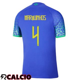 Seconda Maglia Brasile (MARQUINHOS 4) Blu Coppa del Mondo 2022  Seconda Maglia Brasile (MARQUINHOS 4) Blu Coppa del Mondo 2022