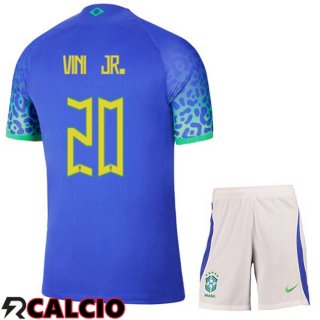 Seconda Maglia Brasile (VINI JR. 20) Bambino Blu Coppa del Mondo 2022