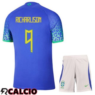 Seconda Maglia Brasile (RICHARLISON 9) Bambino Blu Coppa del Mondo 2022