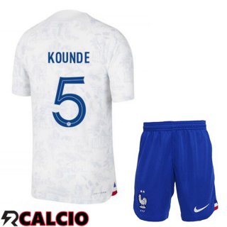 Seconda Maglia Francia (KOUNDE 5) Bambino Bianco 2022/2023