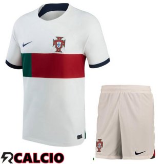 Seconda Maglia Portogallo Bambino Bianco Rosso Coppa del Mondo 2022  Seconda Maglia Portogallo Bambino Bianco Rosso Coppa del Mondo 2022
