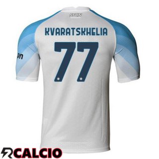 Prima Maglia SSC Napoli (Kvaratskhelia 77) Bianco 2022/2023