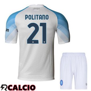 Prima Maglia SSC Napoli (Politano 21) Bambino Bianco 2022/2023