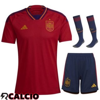 Insieme Prima Maglia Spagna (Pantaloncini + Calzini) Coppa Del Mondo 2022