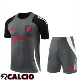 Insieme T Shirt Allenamento Manchester United + Pantaloncini Grigio 2024/2025