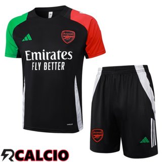 Insieme T Shirt Allenamento Arsenal + Pantaloncini Nero Rosso Verde 2024/2025