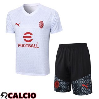 T Shirt Allenamento AC Milan + Pantaloncini Bianco 2023/2024  T Shirt Allenamento AC Milan + Pantaloncini Bianco 2023/2024