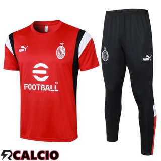 T Shirt Allenamento AC Milan + Pantaloni Rosso 2023/2024  T Shirt Allenamento AC Milan + Pantaloni Rosso 2023/2024