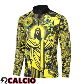 Felpa Allenamento Brasile Giallo Nero 2024/2025  Felpa Allenamento Brasile Giallo Nero 2024/2025