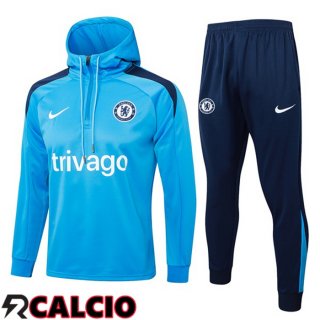 Tuta Calcio - Felpa Con Cappuccio FC Chelsea Blu 2024/2025