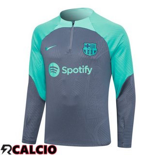Felpa Allenamento FC Barcellona Grigio Verde 2023/2024  Felpa Allenamento FC Barcellona Grigio Verde 2023/2024