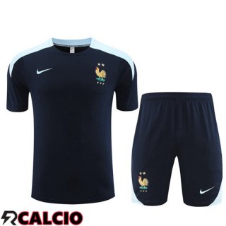 T Shirt Allenamento Francia + Pantaloncini Blu Reale 2023/2024