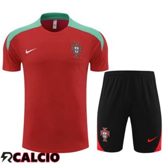 T Shirt Allenamento Portogallo + Pantaloncini Rosso 2023/2024  T Shirt Allenamento Portogallo + Pantaloncini Rosso 2023/2024