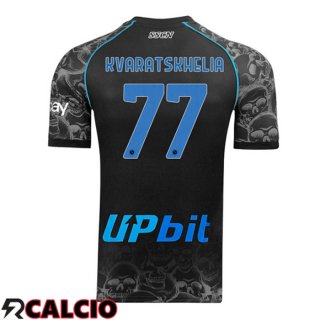Maglia SSC Napoli (Khvicha Kvaratskhelia 77) Halloween Nero 2023/2024  Maglia SSC Napoli (Khvicha Kvaratskhelia 77) Halloween Nero 2023/2024