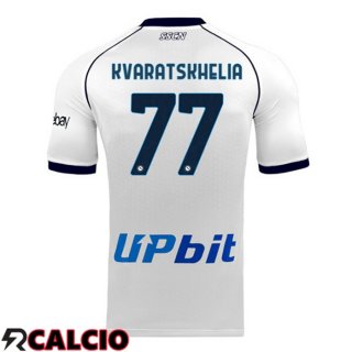 Seconda Maglia SSC Napoli (Khvicha Kvaratskhelia 77) Bianco 2023/2024