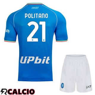 Prima Maglia SSC Napoli (Matteo Politano 21) Bambino Blu 2023/2024