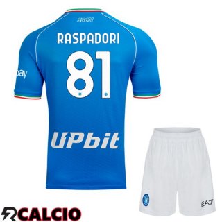 Prima Maglia SSC Napoli (Giacomo Raspadori 81) Bambino Blu 2023/2024