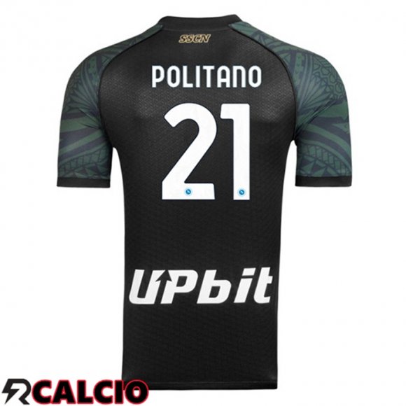Terza Maglia SSC Napoli (Matteo Politano 21) Nero 2023/2024  Terza Maglia SSC Napoli (Matteo Politano 21) Nero 2023/2024