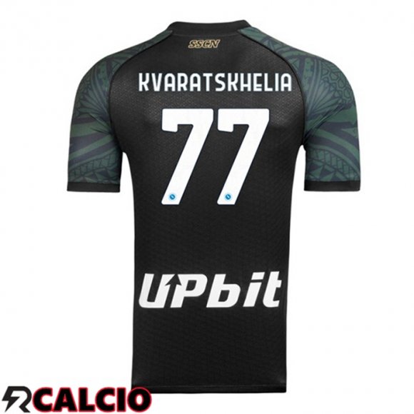 Terza Maglia SSC Napoli (Khvicha Kvaratskhelia 77) Nero 2023/2024