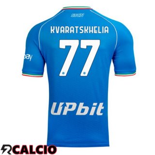 Prima Maglia SSC Napoli (Khvicha Kvaratskhelia 77) Blu 2023/2024