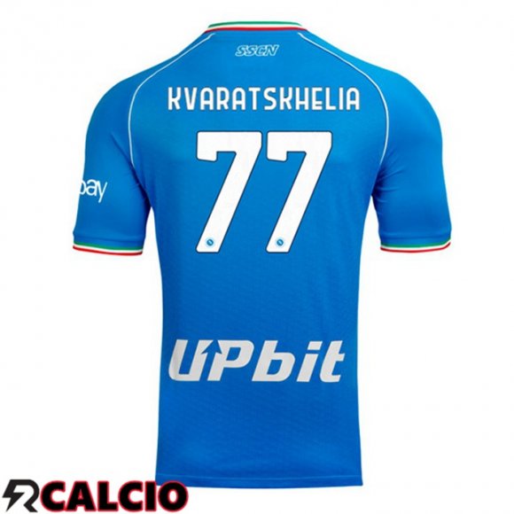 Prima Maglia SSC Napoli (Khvicha Kvaratskhelia 77) Blu 2023/2024  Prima Maglia SSC Napoli (Khvicha Kvaratskhelia 77) Blu 2023/2024