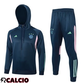 Insieme Tuta Calcio Con Cappuccio AFC Ajax Blu Reale 2023/2024