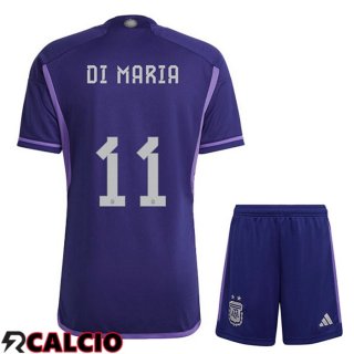 Maglie Calcio Argentina (DI MARIA 11) Bambino Seconda Viola Coppa Del Mondo 2022