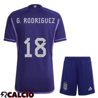 Maglie Calcio Argentina (G. RODRIGUEZ 18) Bambino Seconda Viola Coppa Del Mondo 2022