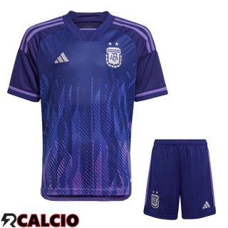 Maglie Calcio Argentina Bambino Seconda Viola Coppa Del Mondo 2022