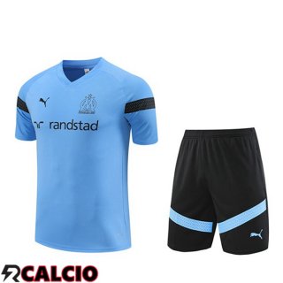 T Shirt Allenamento Marsiglia + Pantaloncini Blu 2022/2023