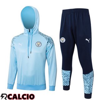 Insieme Tuta Calcio Con Cappuccio Manchester City Blu 2023/2024