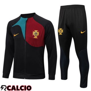 Insieme Tuta Calcio - Giacca Portogallo Nero 2022/2023  Insieme Tuta Calcio - Giacca Portogallo Nero 2022/2023