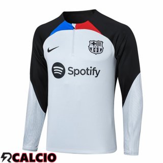 Training Sweatshirt FC Barcellona Bianco Nero 2023/2024  Training Sweatshirt FC Barcellona Bianco Nero 2023/2024