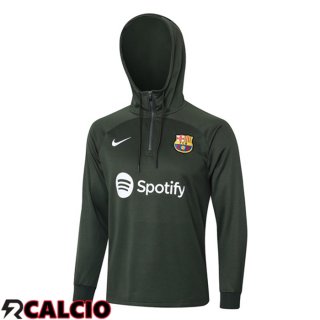 Felpa Allenamento Con Cappuccio FC Barcellona Verde 2023/2024  Felpa Allenamento Con Cappuccio FC Barcellona Verde 2023/2024