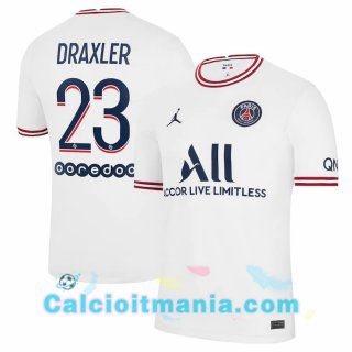 Quarto Maglia Jordan Paris PSG (Draxler 23) Bianco 2021/2022  Quarto Maglia Jordan Paris PSG (Draxler 23) Bianco 2021/2022