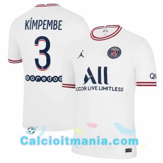 Quarto Maglia Jordan Paris PSG (Kimpembe 3) Bianco 2021/2022  Quarto Maglia Jordan Paris PSG (Kimpembe 3) Bianco 2021/2022