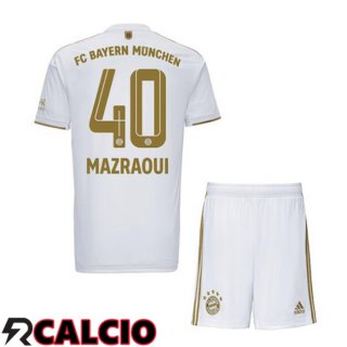 Seconda Maglia Bayern Monaco (Mazraoui 40) Bambino Bianco 22/23