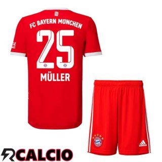 Prima Maglia Bayern Monaco (Müller 25) Bambino Rosso 2022/2023